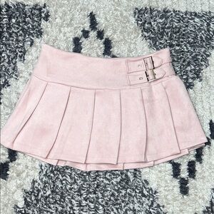 Elegant Pink Mini Skirt with Buckle Accents